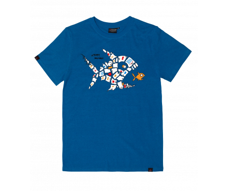 Plastic Fish -T-Shirt Chanvre et coton- Bleu