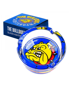 The Bulldog Cendrier original en cristal bleu